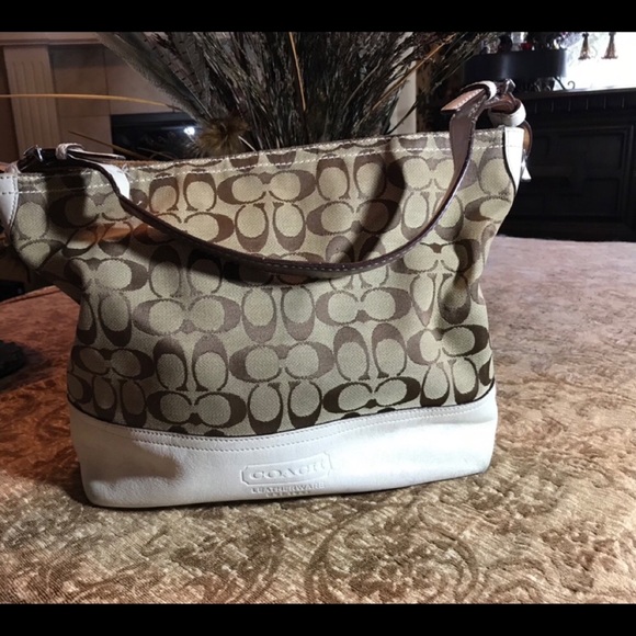 Coach Handbags - COACH HOBO BROWN & TAN MONOGRAM BAG. GREAT SIZE.